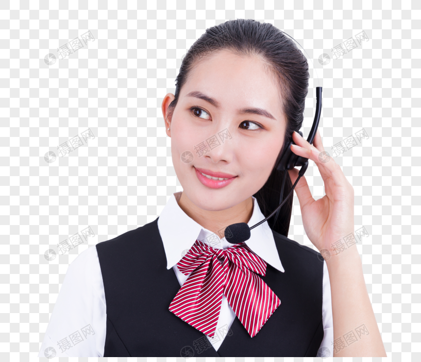 职业美女客服接听电话