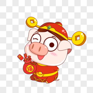 猪小福卡通猪财神猪高清图片