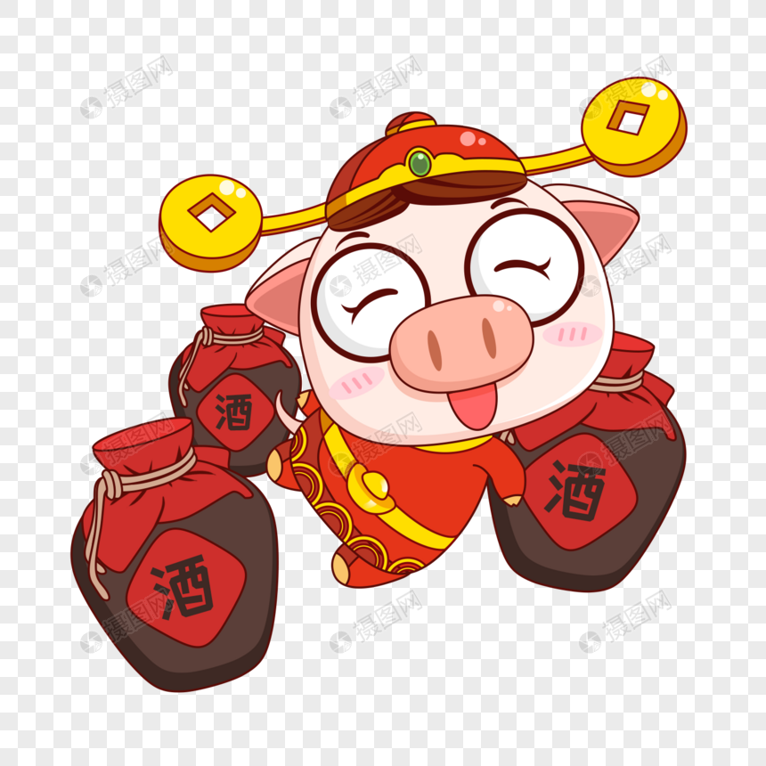 猪小福酒坛子