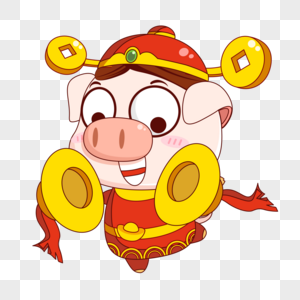 猪小福铙钹财神猪年高清图片