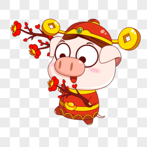 猪小福折梅花图片