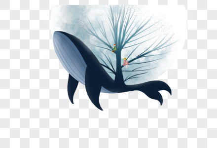 鲸鱼上的树木图片