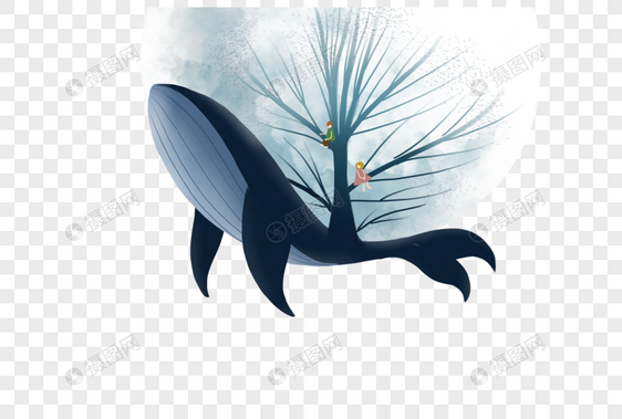 鲸鱼上的树木图片