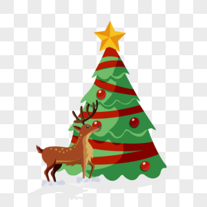 圣诞树与麋鹿元素图片