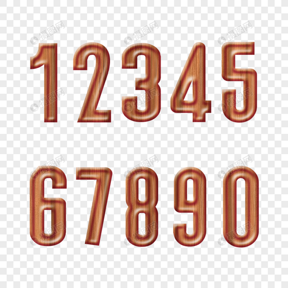 木纹立体数字字体设计