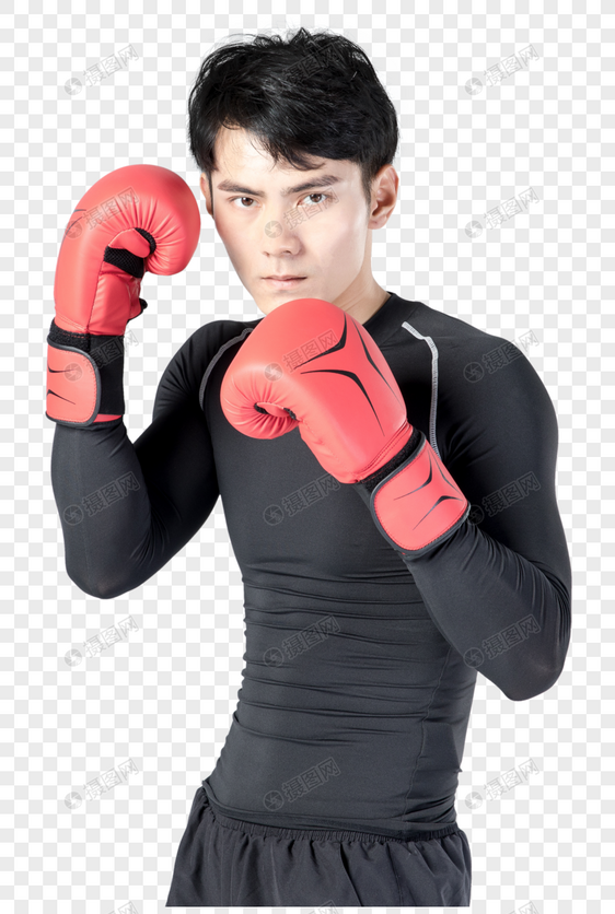 运动男性人像拳击手套