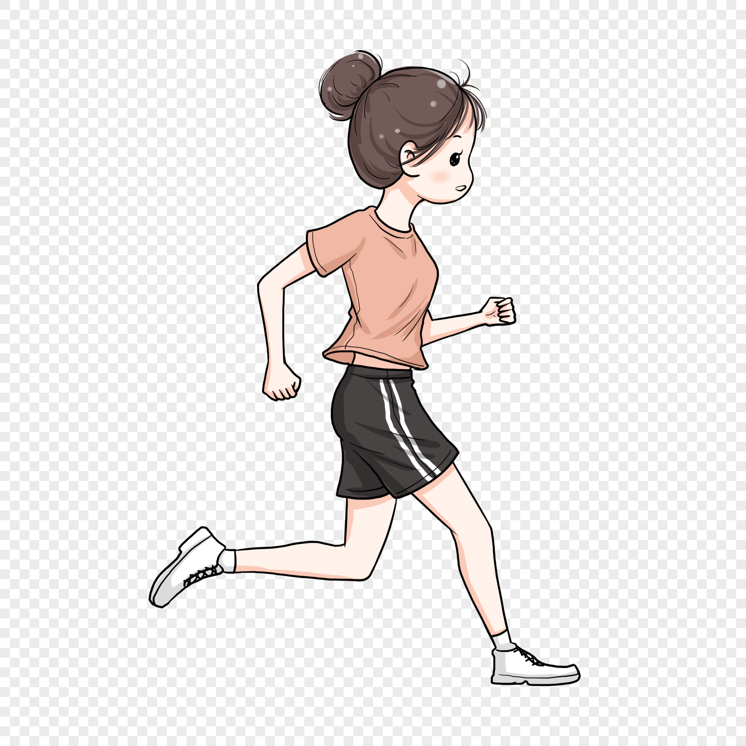 跑步的女孩卡通形象