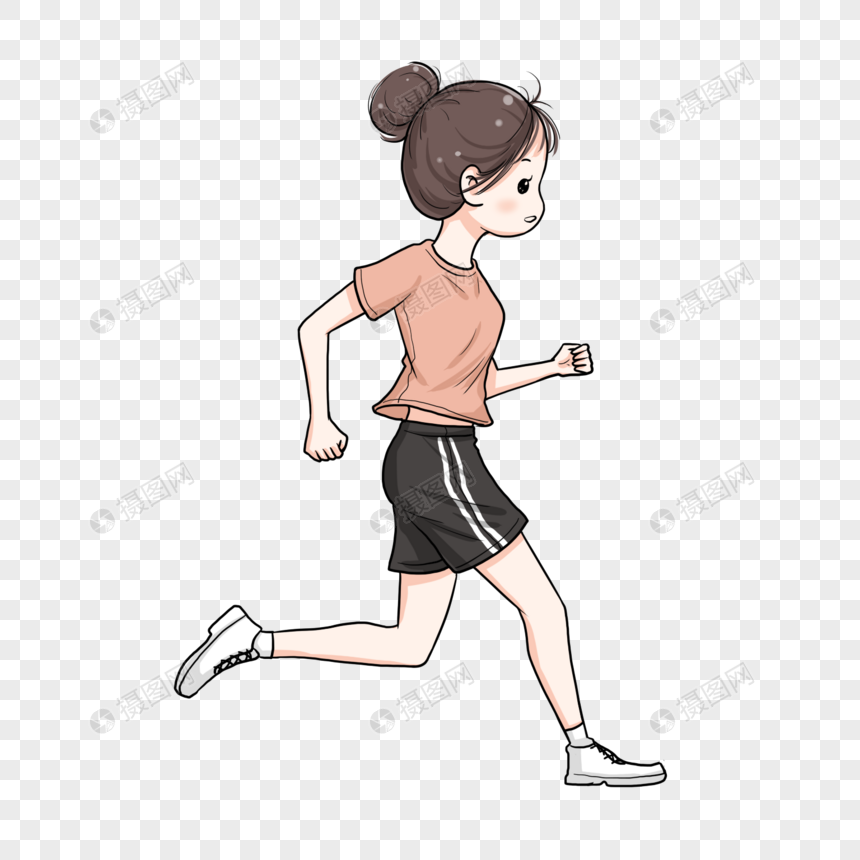 跑步的女孩卡通形象