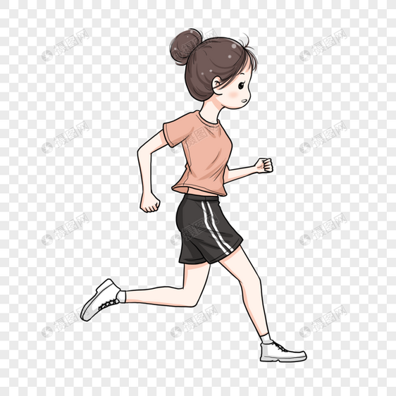跑步的女孩卡通形象图片