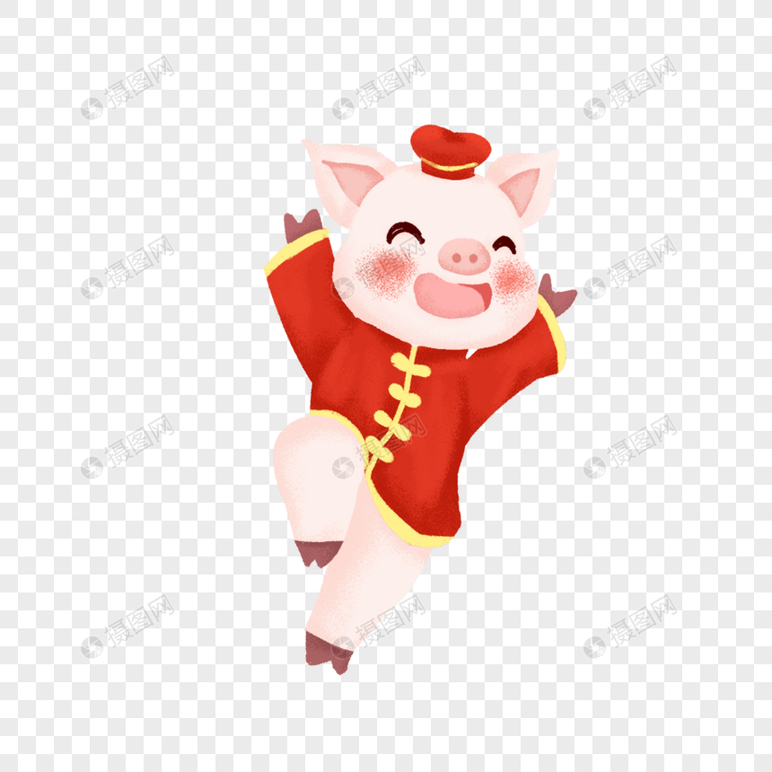 一只开心的猪图片