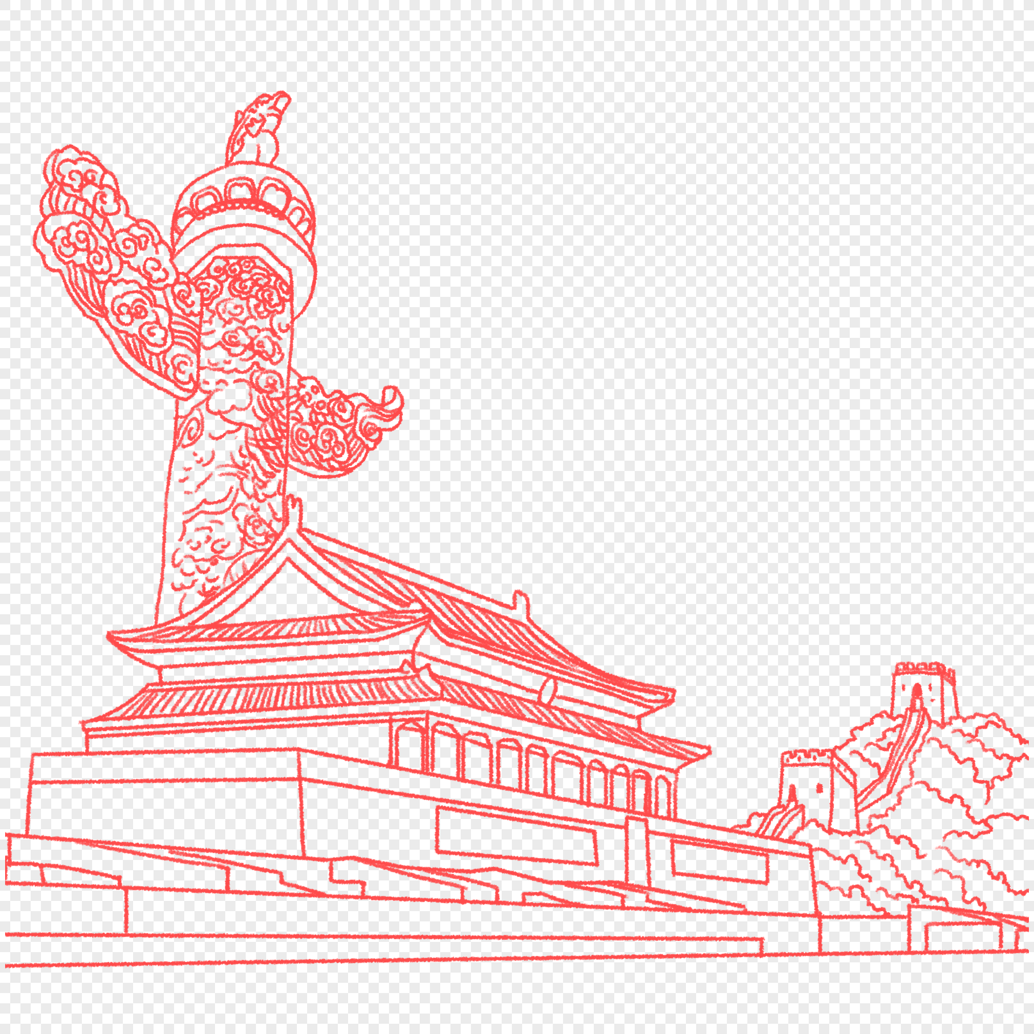 天安门长城华表两会党建