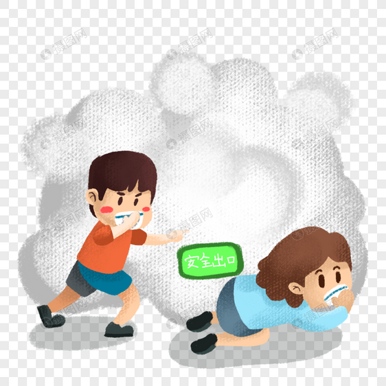 跑向逃生通道的人卡通