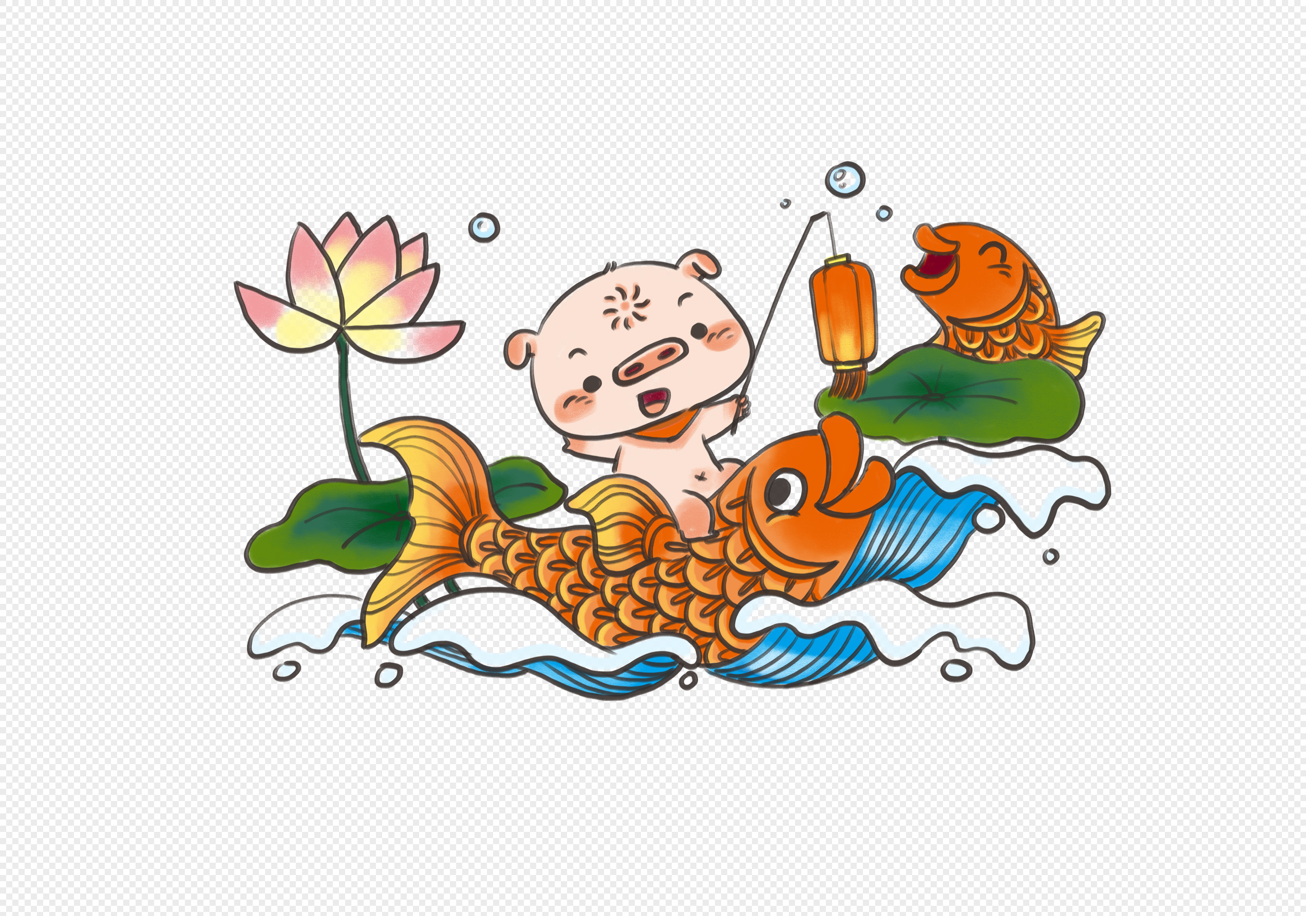骑着鱼的猪