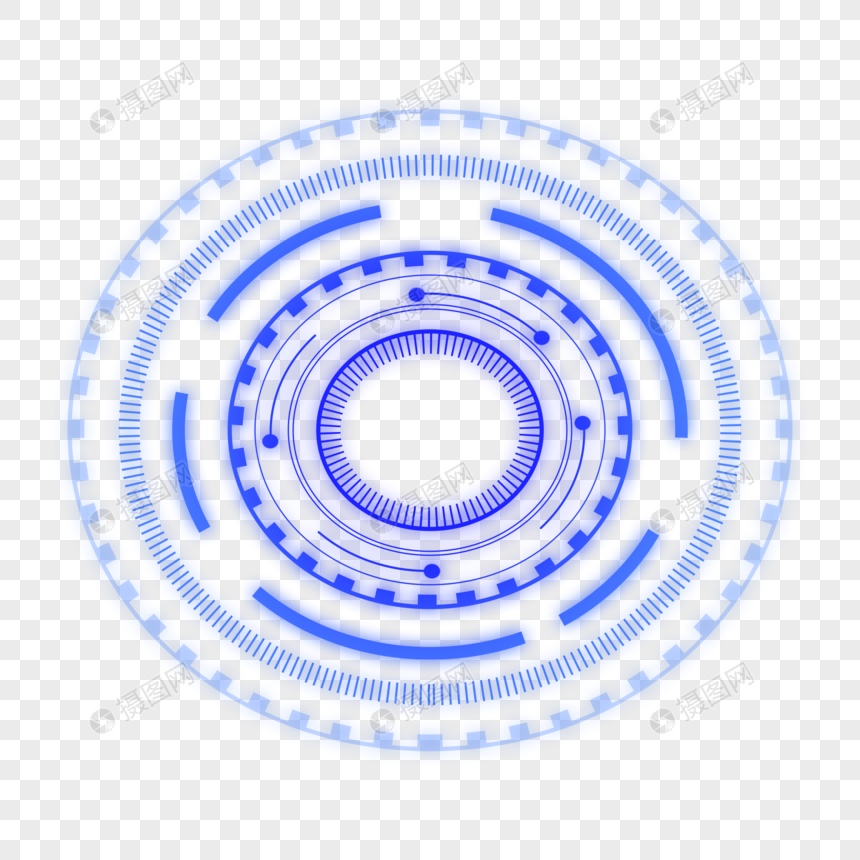 蓝色科技感酷圆圈元素图片