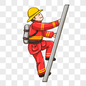 爬梯子的消防员图片