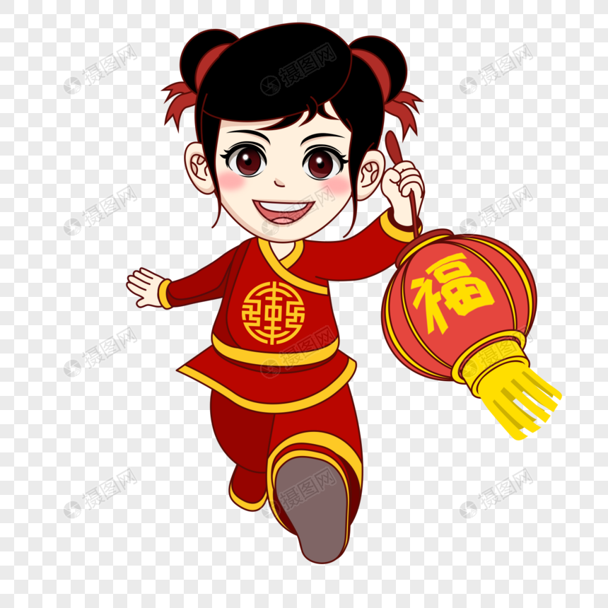女福娃拿灯笼