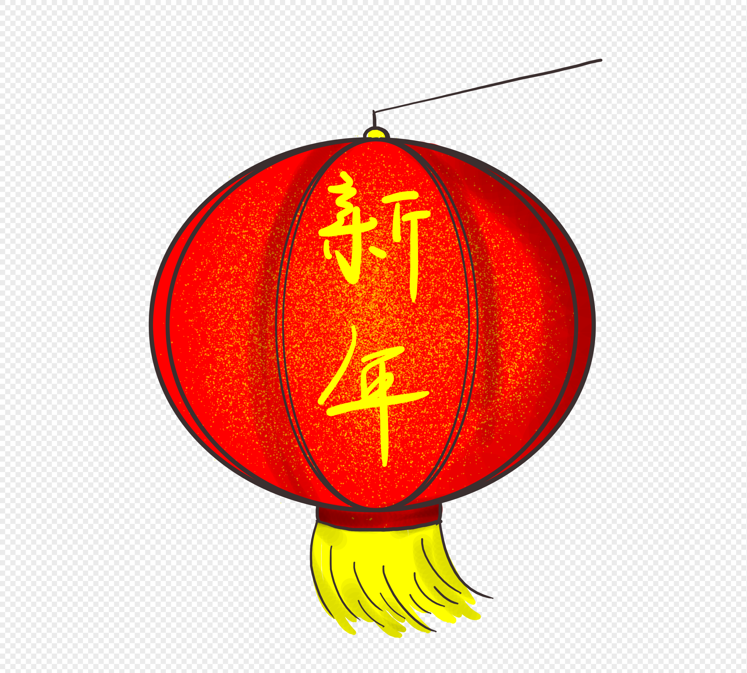 元旦新年快乐的喜庆灯笼元素