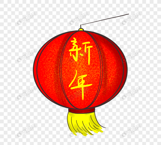 元旦新年快乐的喜庆灯笼元素