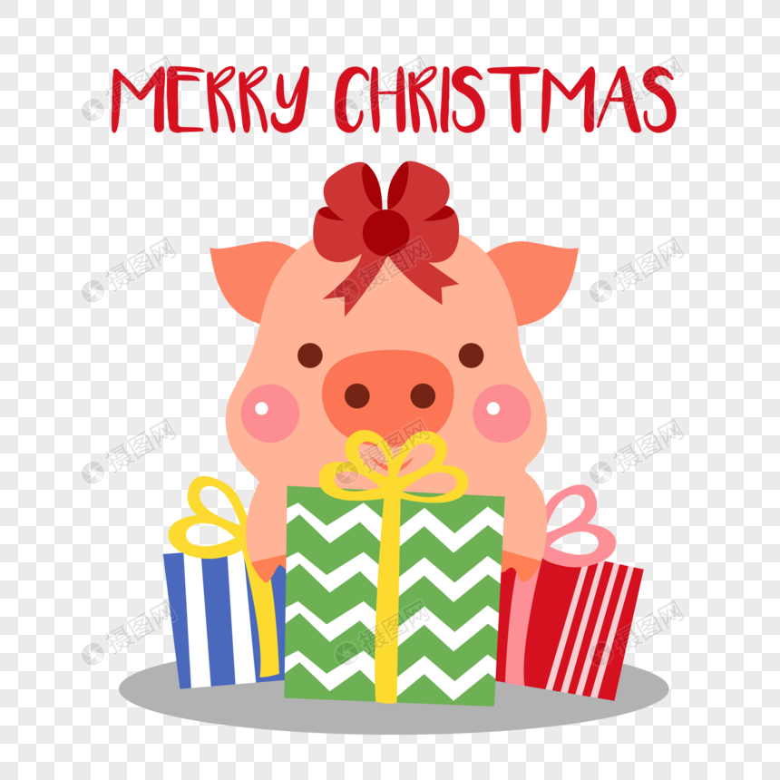 粉嫩小猪开心过圣诞收礼物图片