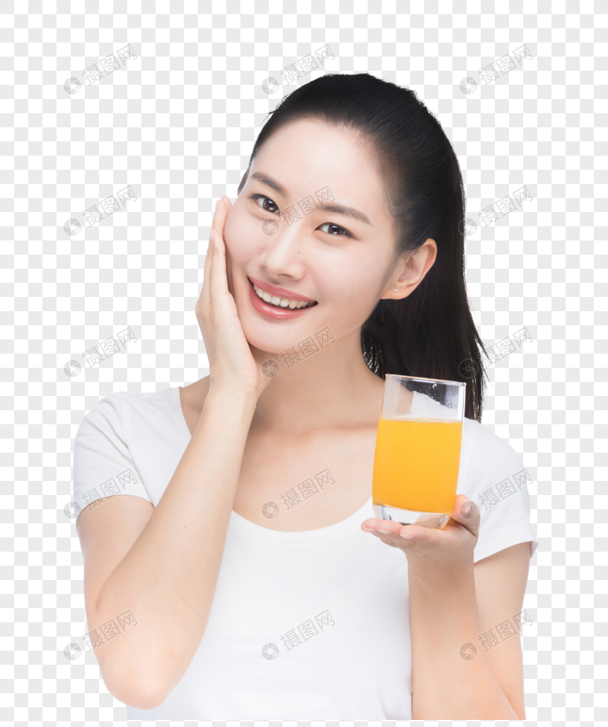 美女喝果汁图片