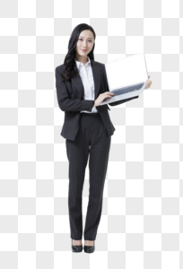 商务女性拿着笔记本电脑图片