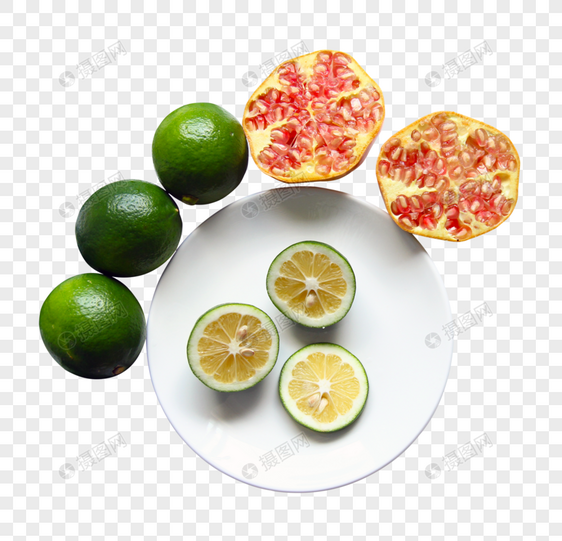 新鲜水果石榴和青柠檬图片