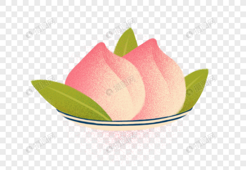 免抠元素 手绘/卡通元素 手绘寿桃.