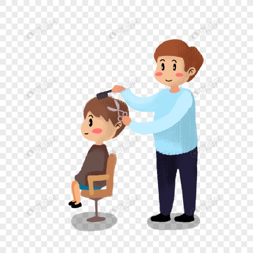理发的小男孩