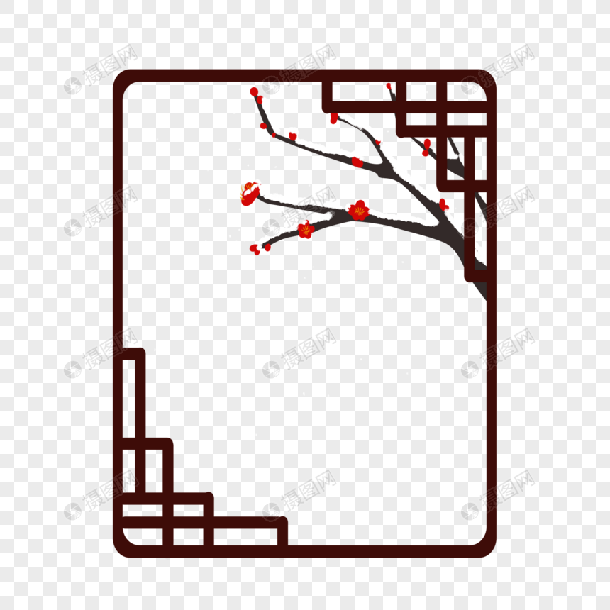 传统梅花边框装饰图片