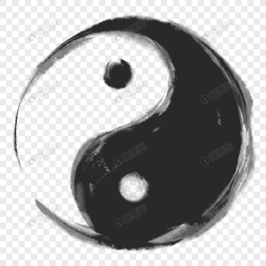 水墨太极阴阳黑白图片