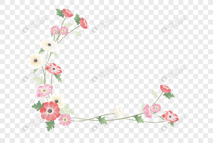 手绘粉色花卉边框图片