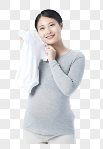 孕妇拿着衣物高清图片
