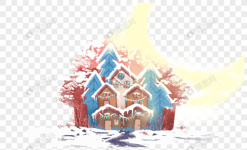雪景中的房子图片