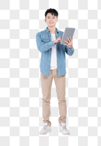 手持平板电脑的青年男性图片