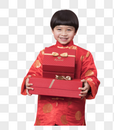 新年送礼物的小孩子图片