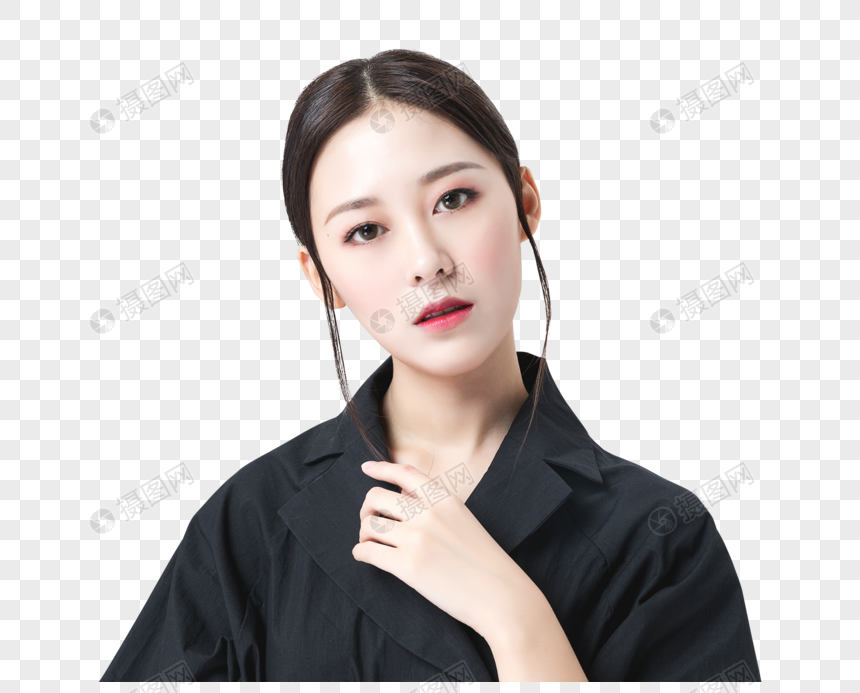 性冷淡美女妆面元素素材PNG格式_设计素材免