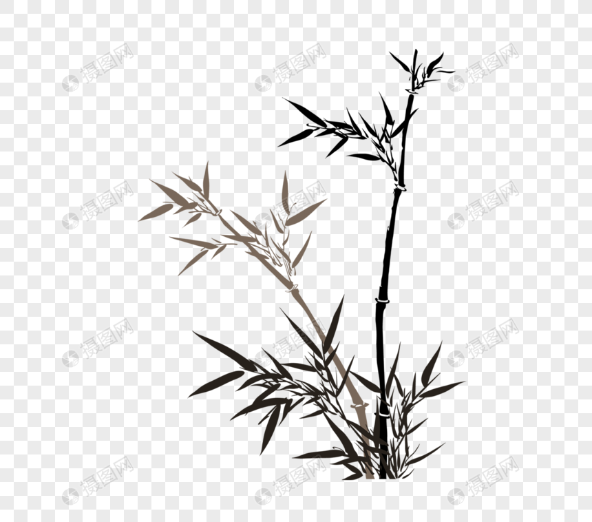水墨竹子元素素材PNG格式_设计素材免费下载