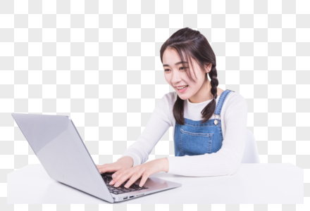 玩电脑的女大学生图片