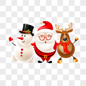 圣诞老人和雪人麋鹿图片