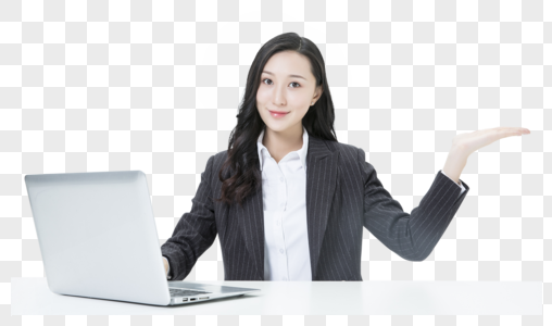 商务女性办公笔记本电脑高清图片