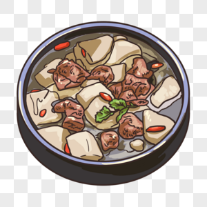 羊肉炖萝卜插画团年饭高清图片