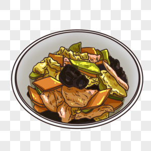 木须肉团圆饭菜插画高清图片