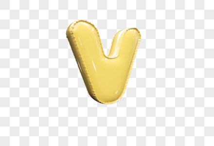 3D可爱气球字母V图片
