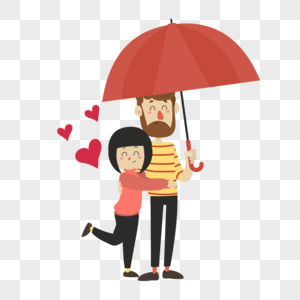 情侣相拥撑伞散步图片