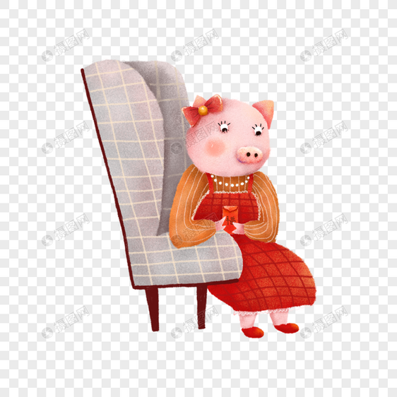 坐在椅子上的猪妈妈图片