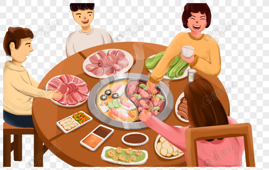 一家人吃火锅