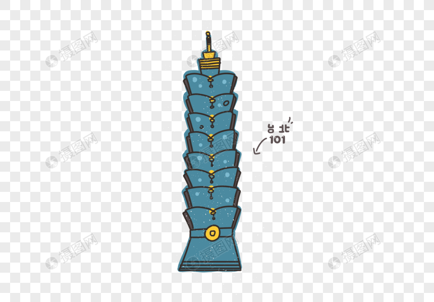 台湾台北101大厦卡通元素图片