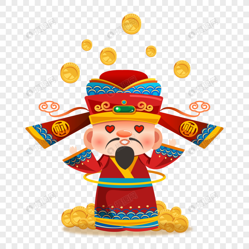 新年创意小财神撒金币