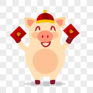 可爱财神小猪收新年红包图片