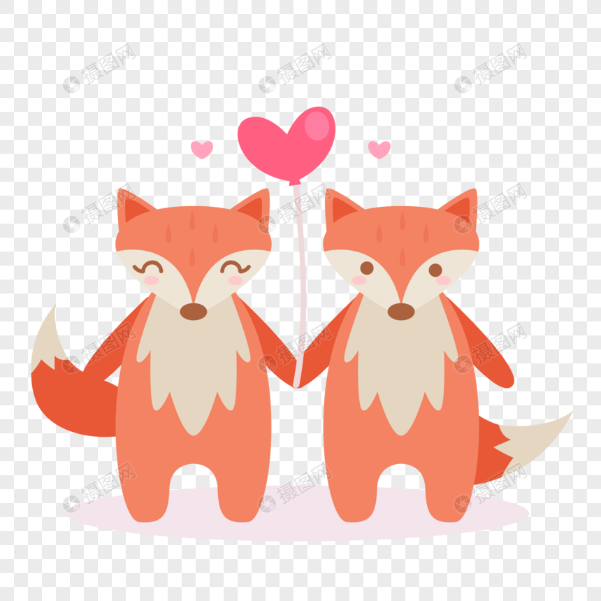 浪漫小狐狸牵手约会图片